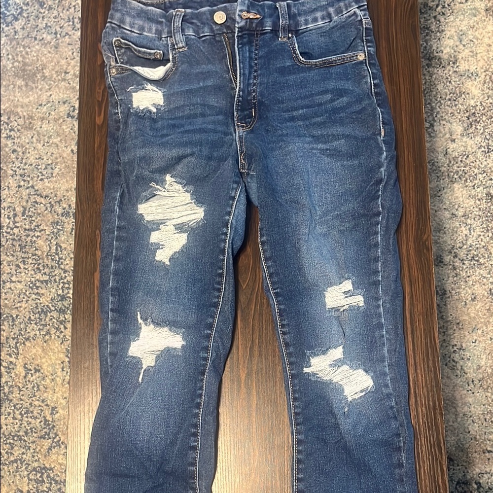Distressed Blue Jeans